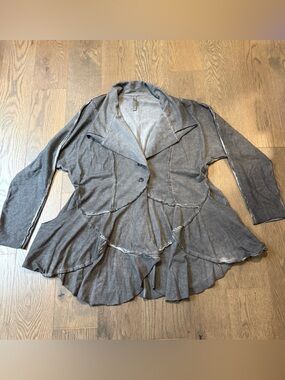 Cynthia Ashby 100% Cotton Grey Jacket. EUC